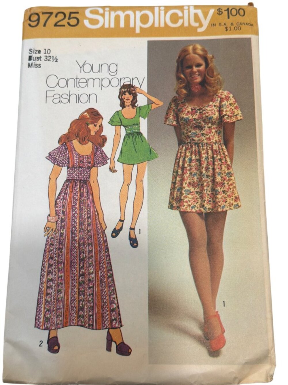 Simplicity 9725 Young Contemporary Fashion Sewing Pattern Miss Size 10 Bust 32.5